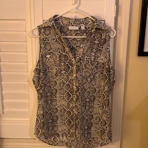 New York & Company sleeveless snake print blouse